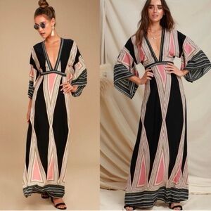 Lulus "Capture Bohemian Allure" Geometric Print Maxi